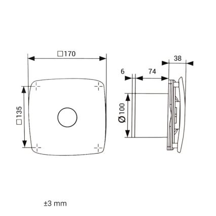 Dalap 41093zw - Aksialni ventilator s časovnikom 100 ONYX ZW 14W/230V