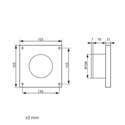 Dalap 41095ZW - Aksialni ventilator s časovnikom in senzorjem vlažnosti 100 DARK ZW 8,4W/230V