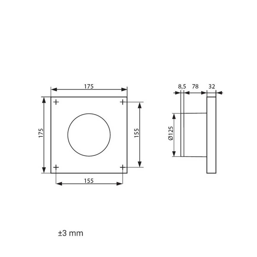 Dalap 41096ZW - Aksialni ventilator z vgrajenim časovnikom 125 DARK ZW 10W/230V