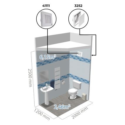 Dalap 41104 - Aksialni ventilator z avtomatsko žaluzijo 100 LV 12 18W/12V