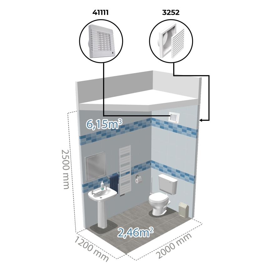 Dalap 41104 - Aksialni ventilator z avtomatsko žaluzijo 100 LV 12 18W/12V