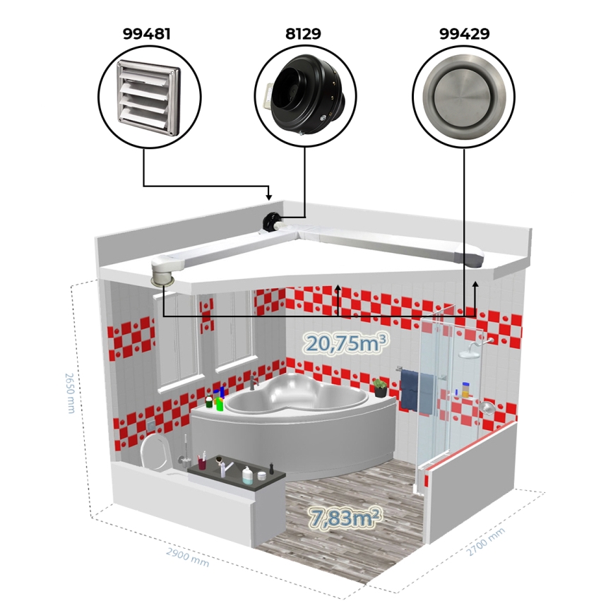 Dalap 8129 - Radialni kanalni ventilator TURBINE M 125 62W/230V
