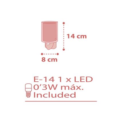 Dalber 41005S - LED Svetilka za vtičnico DOTS 1xE14/0,3W/230V