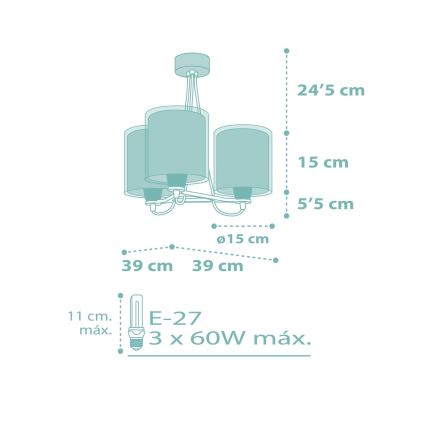 Dalber 41007H - Otroški lestenec DOTS 3xE27/60W/230V