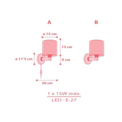 Dalber 41199 - Otroška stenska svetilka RAINBOW 1xE27/15W/230V pisana