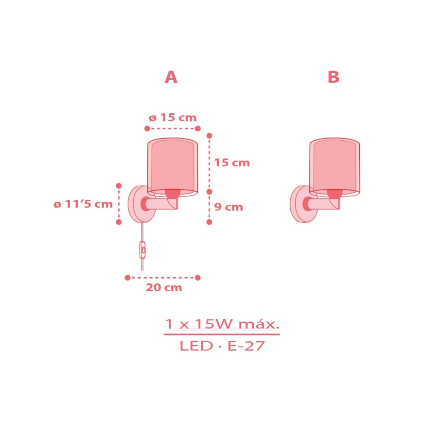Dalber 41199 - Otroška stenska svetilka RAINBOW 1xE27/15W/230V pisana