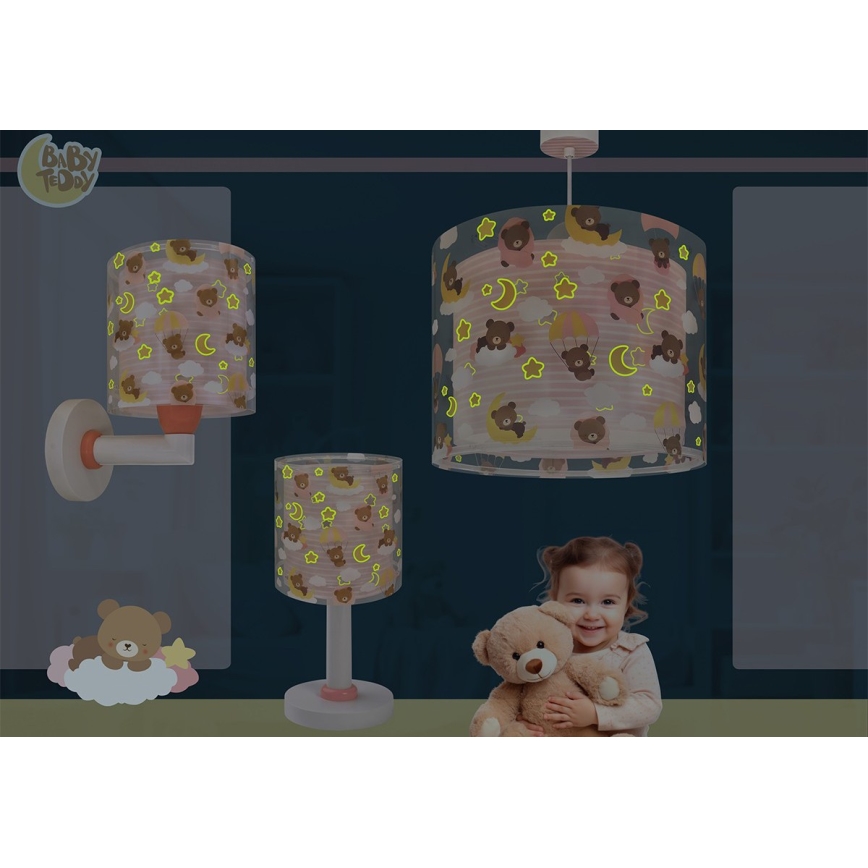 Dalber 41572S - Otroški lestenec BABY TEDDY 1xE27/15W/230V roza