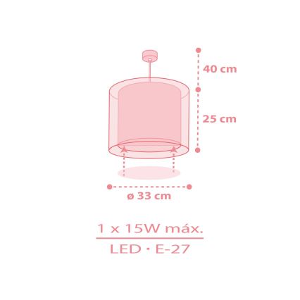 Dalber 41572S - Otroški lestenec BABY TEDDY 1xE27/15W/230V roza