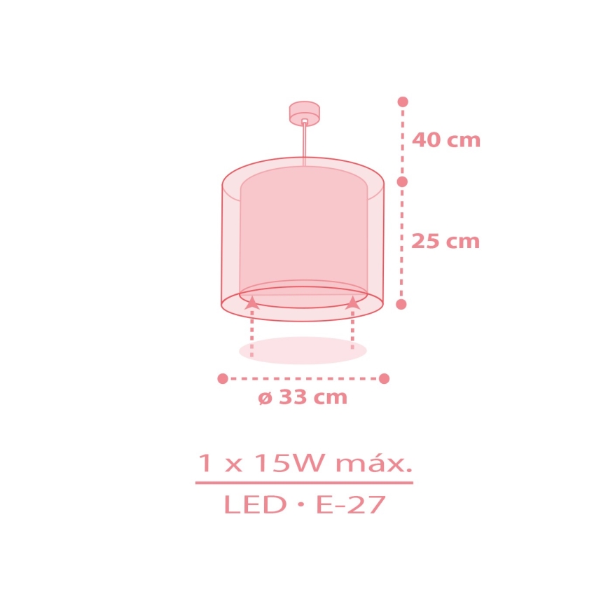 Dalber 41572S - Otroški lestenec BABY TEDDY 1xE27/15W/230V roza