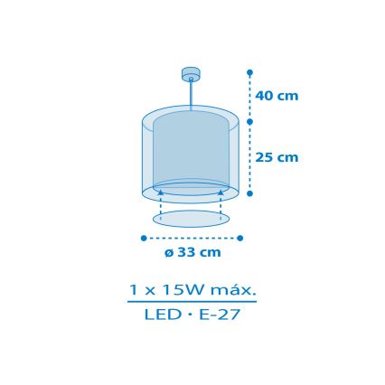 Dalber 41572T - Otroški lestenec BABY TEDDY 1xE27/15W/230V modra