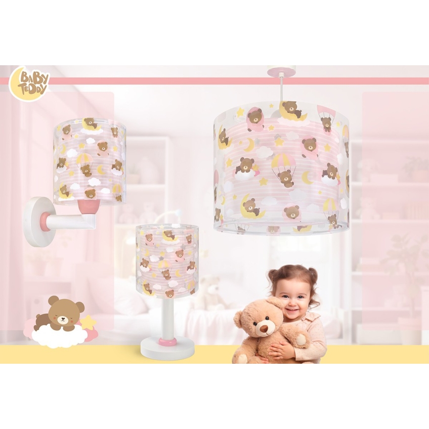 Dalber 41579S - Otroška stenska svetilka BABY TEDDY 1xE27/15W/230V roza