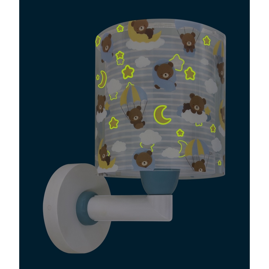 Dalber 41579T - Otroška stenska svetilka BABY TEDDY 1xE27/15W/230V modra