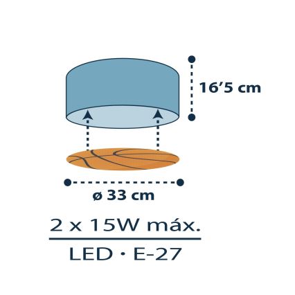 Dalber 41746 - Otroška stropna svetilka BASKET 2xE27/15W/230V