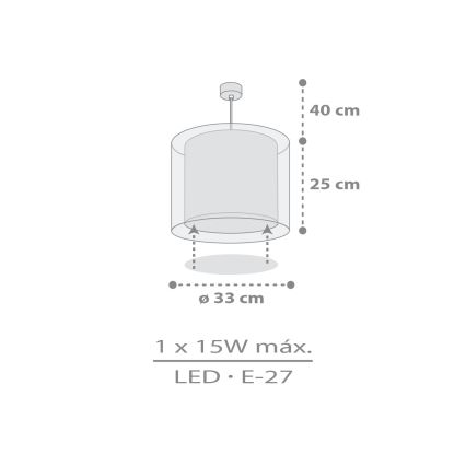 Dalber 41762E - Otroški lestenec KAWAII FRIENDS 1xE27/15W/230V siva