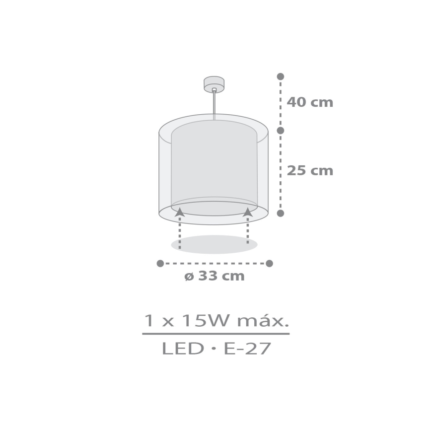Dalber 41762E - Otroški lestenec KAWAII FRIENDS 1xE27/15W/230V siva