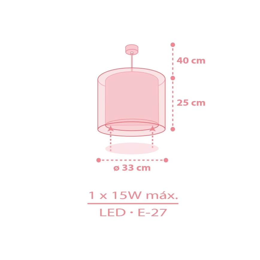 Dalber 41762S - Otroški lestenec KAWAII FRIENDS 1xE27/15W/230V roza