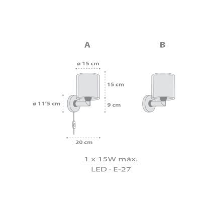 Dalber 41769E - Otroška stenska svetilka KAWAII FRIENDS 1xE27/15W/230V siva