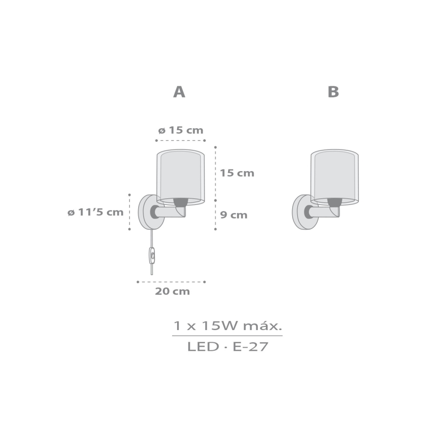 Dalber 41769E - Otroška stenska svetilka KAWAII FRIENDS 1xE27/15W/230V siva