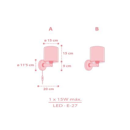 Dalber 41769S - Otroška stenska svetilka KAWAII FRIENDS 1xE27/15W/230V rožnata