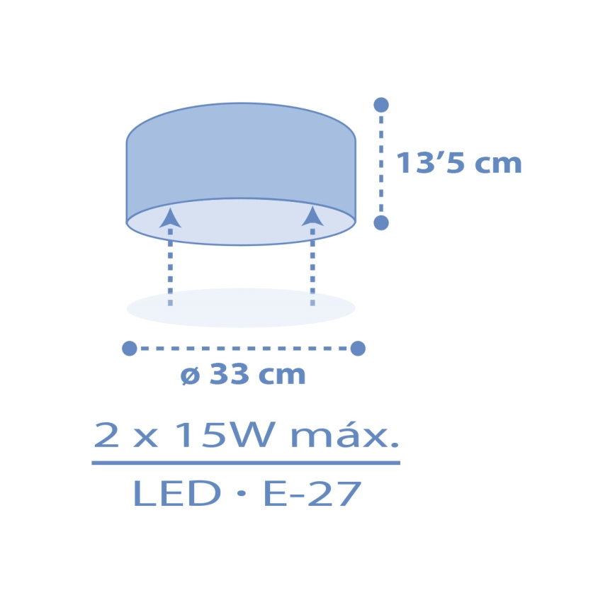Dalber 42006T - Otroška stropna svetilka COLOR LIGHT 2xE27/15W/230V modra