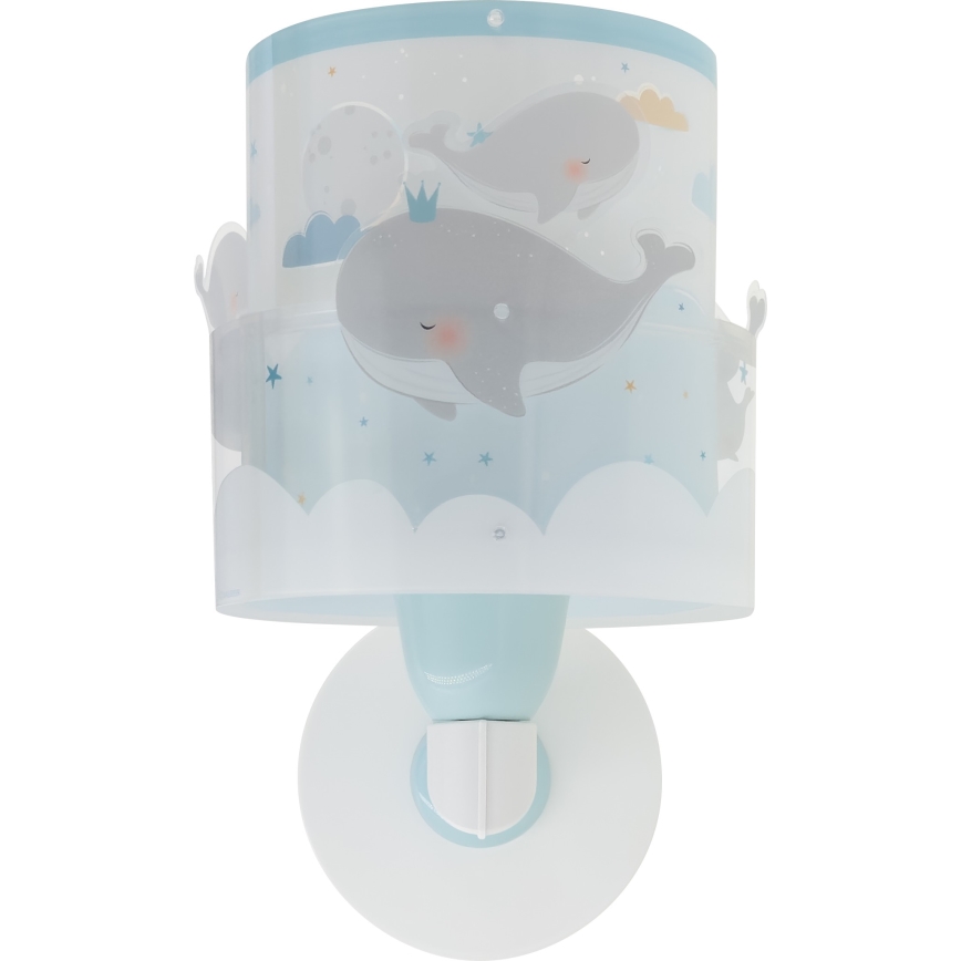 Dalber 61179T - Otroška stenska svetilka WHALE DREAMS 1xE27/15W/230V modra