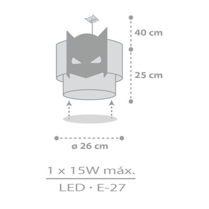 Dalber 61802 - Otroški lestenec DARK HERO 1xE27/15W/230V