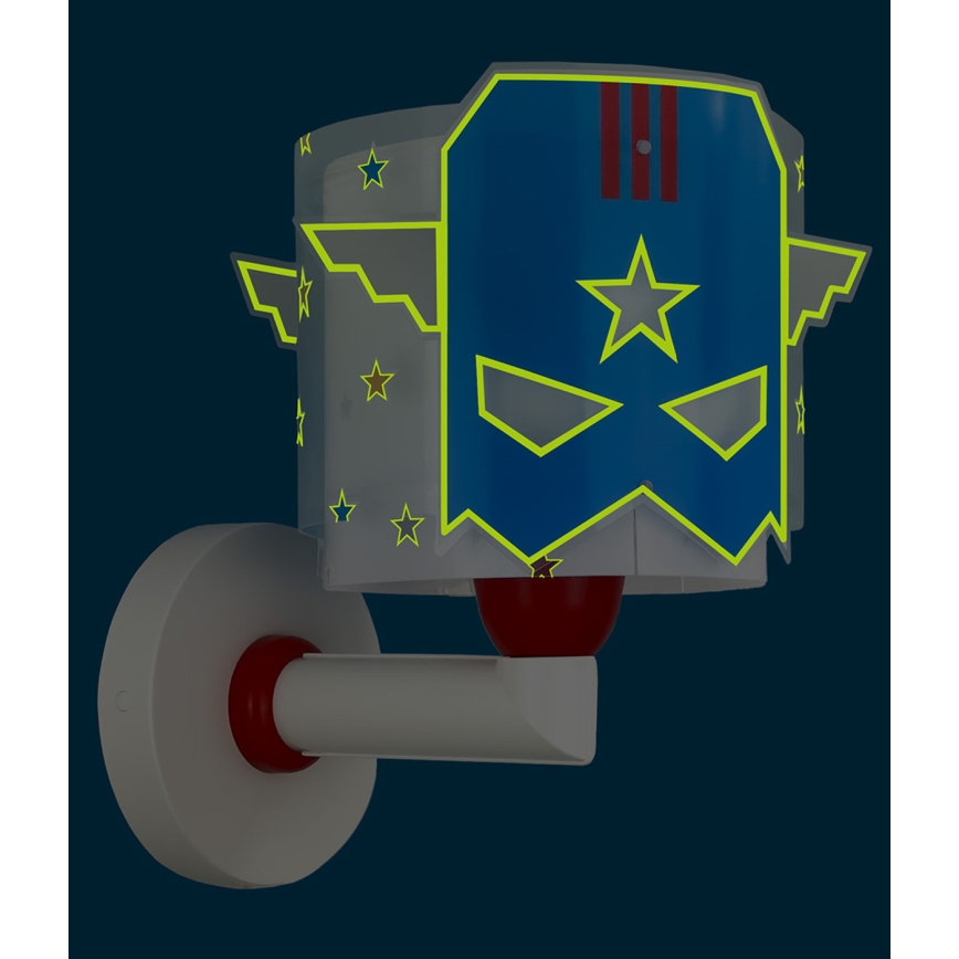 Dalber 61819 - Otroško stensko svetilo BLUE HERO 1xE27/15W/230V