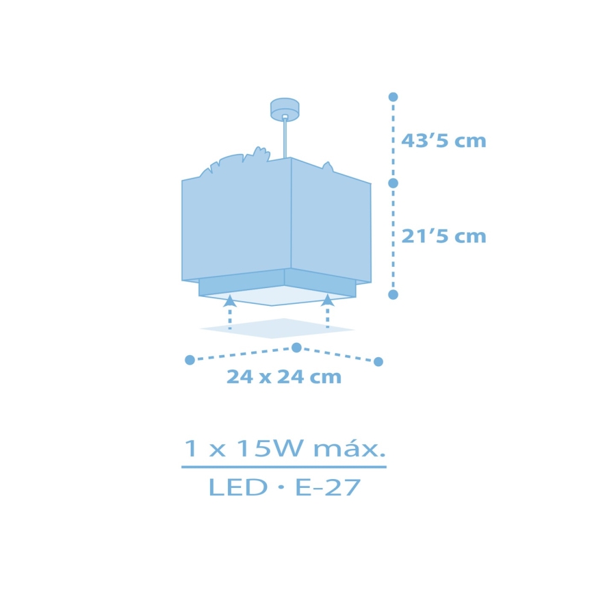 Dalber 63112T - Otroški lestenec JUNGLE 1xE27/15W/230V moder