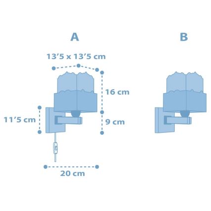Dalber 63169T - Otroška stenska svetilka PANDA 1xE27/60W/230V modra
