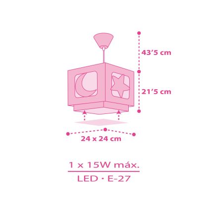 Dalber 63232S - Otroški lestenec na vrvici MOON LIGHT 1xE27/60W/230V