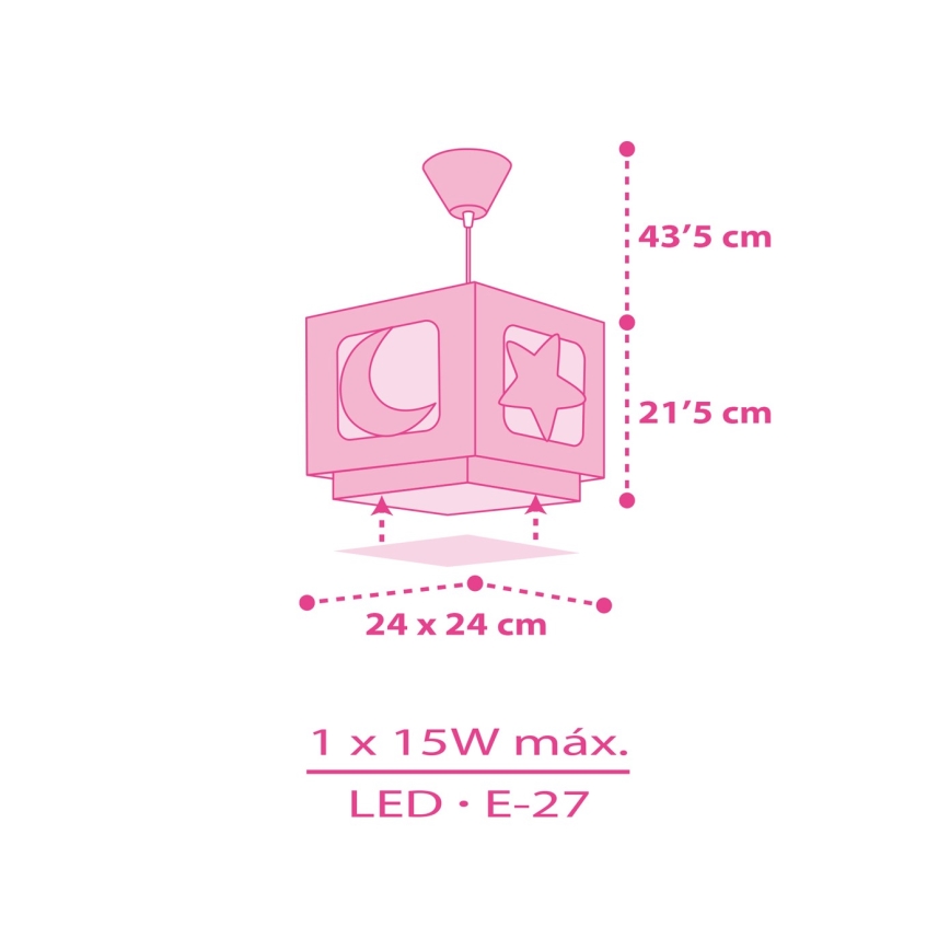 Dalber 63232S - Otroški lestenec na vrvici MOON LIGHT 1xE27/60W/230V