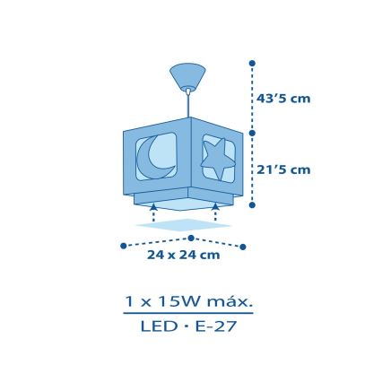 Dalber 63232T - Otroški lestenec MOON LIGHT 1xE27/60W/230V