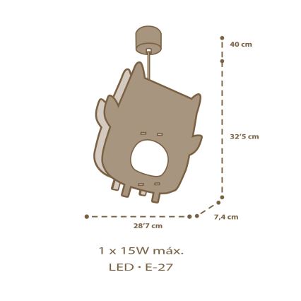 Dalber 63397 - Otroški lestenec OWL 1xE27/15W/230V