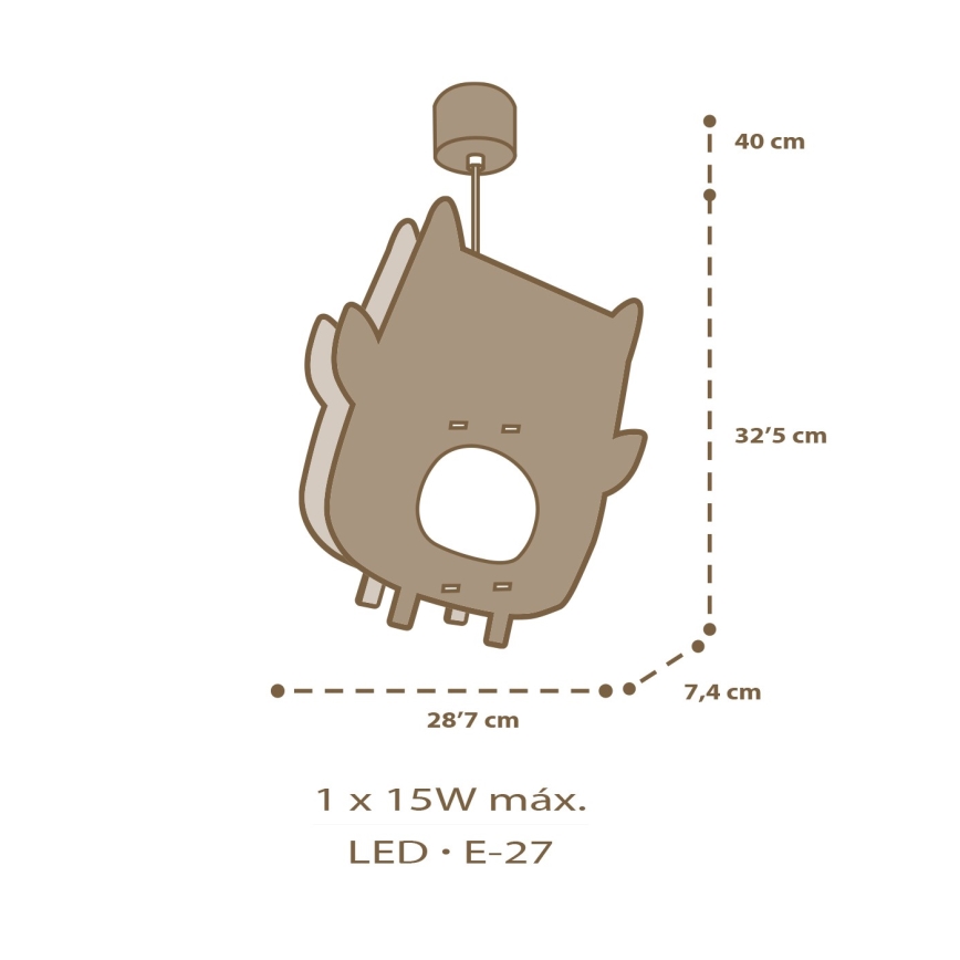 Dalber 63397 - Otroški lestenec OWL 1xE27/15W/230V