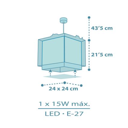 Dalber 63452 - Otroški lestenec BABY DINOS 1xE27/15W/230V v živih barvah