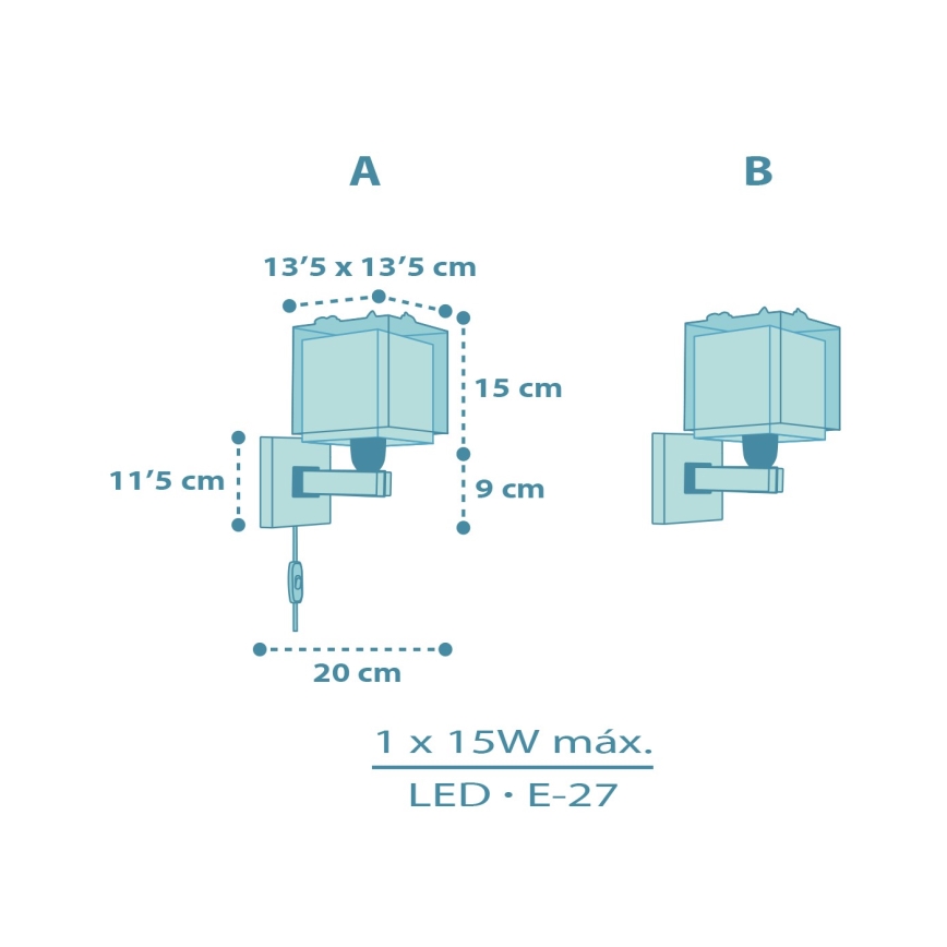 Dalber 63459 - Otroška stenska svetilka BABY DINOS 1xE27/15W/230V večbarvna