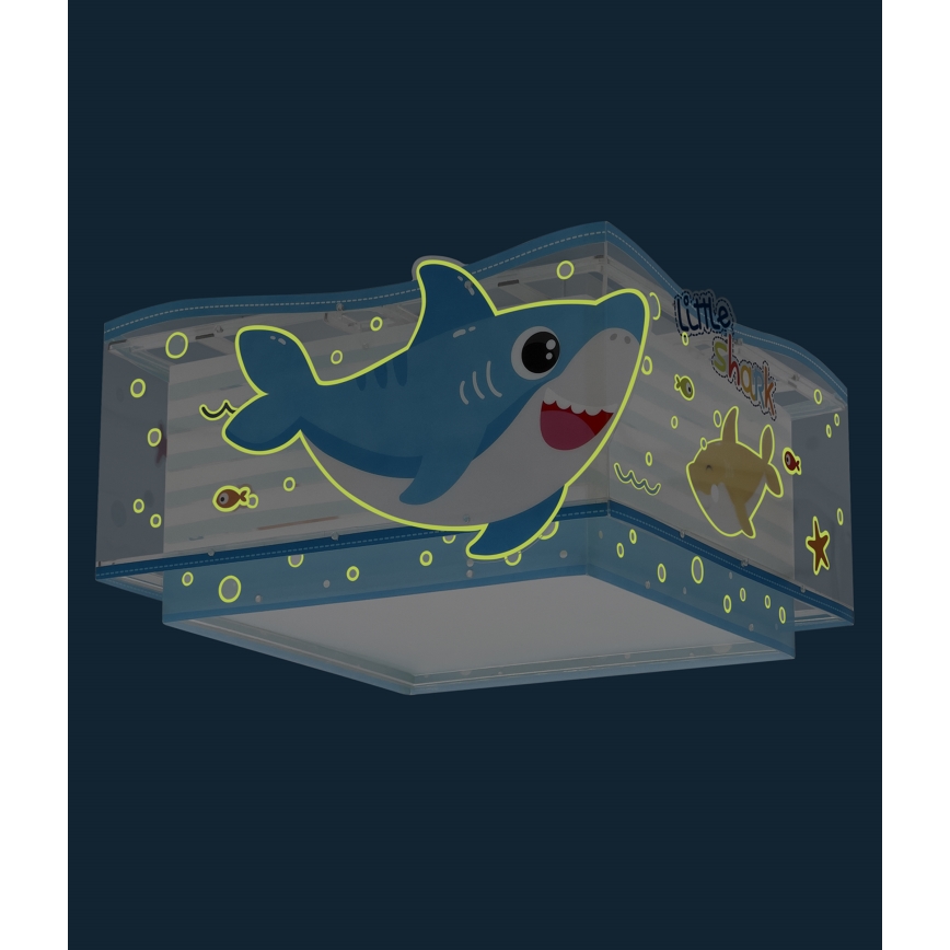 Dalber 63476 - Otroška stropna svetilka BABY SHARK 2xE27/60W/230V