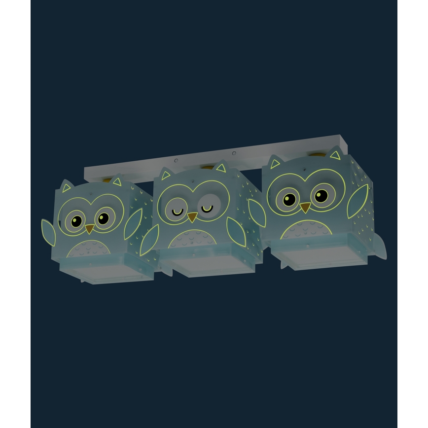 Dalber 64393 - Otroška stropna svetilka LITTLE OWL 3xE27/60W/230V