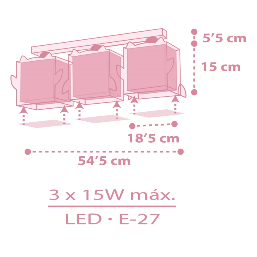 Dalber 64483 - Otroška stropna svetilka LITTLE FRIENDS 3xE27/15W/230V
