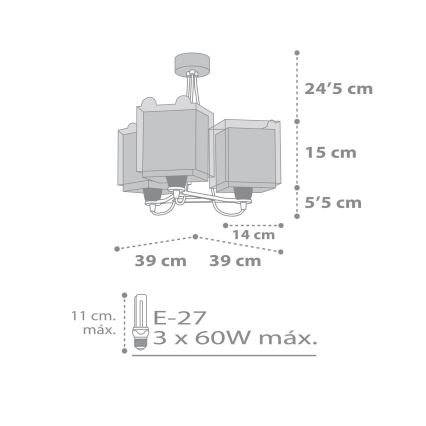 Dalber 64577 - Otroški lestenec LITTLE TEDDY 3xE27/60W/230V