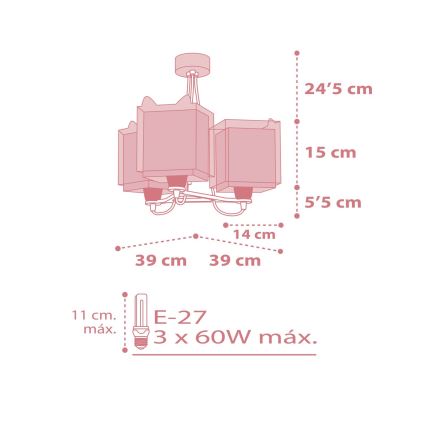 Dalber 64587 - Otroški lestenec LITTLE FOX 3xE27/60W/230V