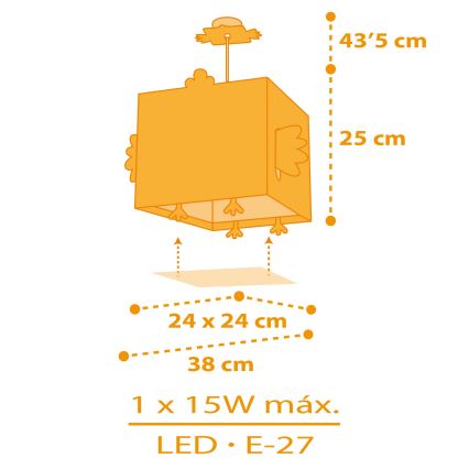 Dalber 64642 - Otroški lestenec LITTLE CHICKEN 1xE27/15W/230V