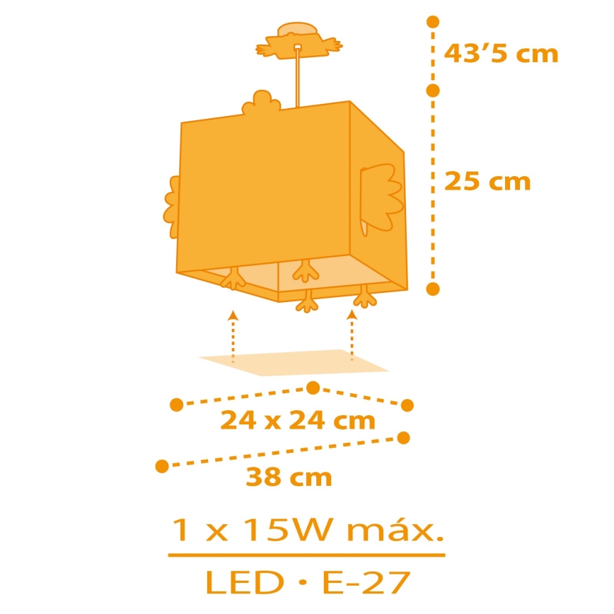 Dalber 64642 - Otroški lestenec LITTLE CHICKEN 1xE27/15W/230V