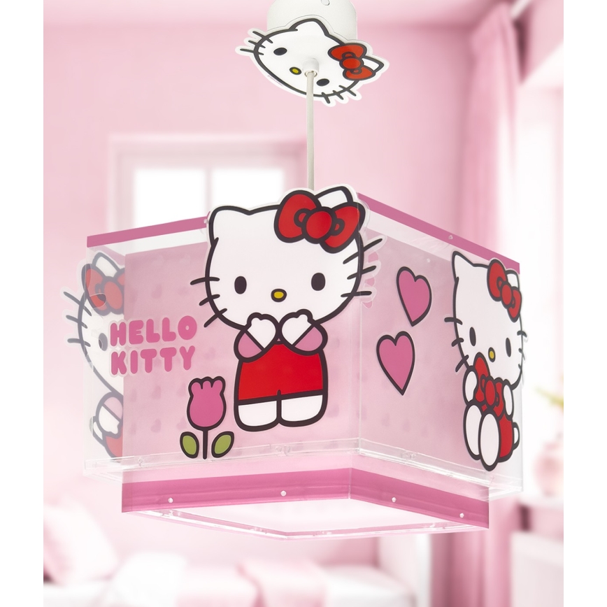 Dalber 73262 - Otroški lestenec HELLO KITTY 1xE27/15W/230V, rožnate barve