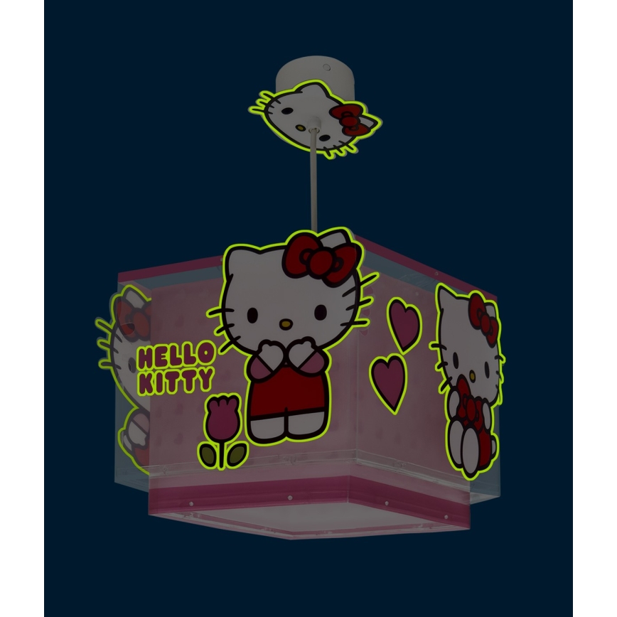 Dalber 73262 - Otroški lestenec HELLO KITTY 1xE27/15W/230V, rožnate barve