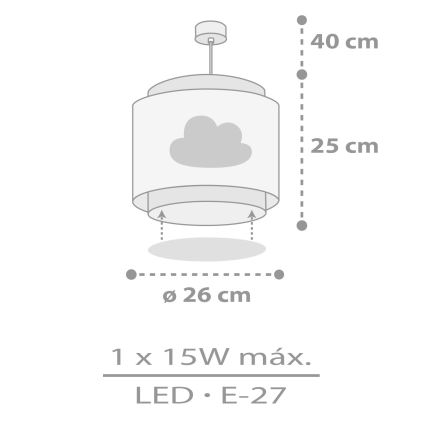 Dalber 76012E - Otroški lestenec BABY DREAMS 1xE27/15W/230V siva