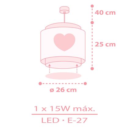 Dalber 76012S - Otroški lestenec BABY DREAMS 1xE27/15W/230V roza