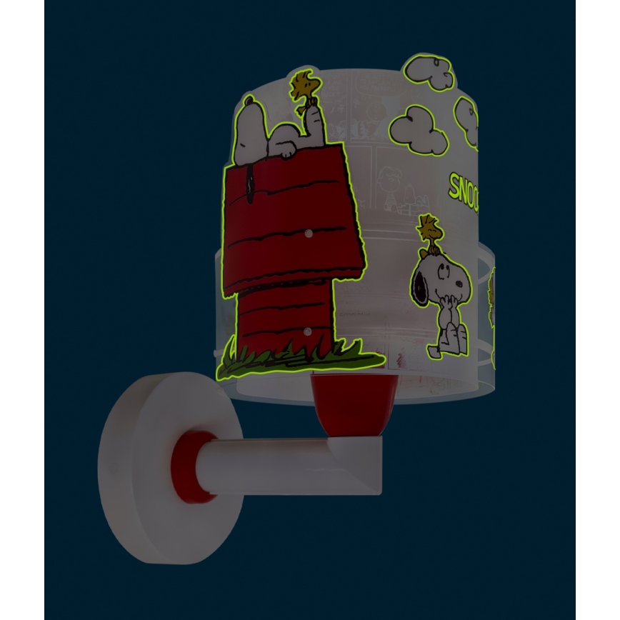 Dalber 76309 - Otroška stenska svetilka SNOOPY 1xE27/15W/230V bela/rdeča