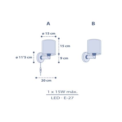 Dalber 76639 - Otroška stenska svetilka MOON DREAMS 1xE27/15W/230V modra