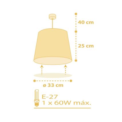 Dalber 82212A - Otroški lestenec STAR LIGHT 1xE27/60W/230V rumen